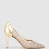 Edward Meller Aurum90 Crystal Mesh Pump In Platino Hot