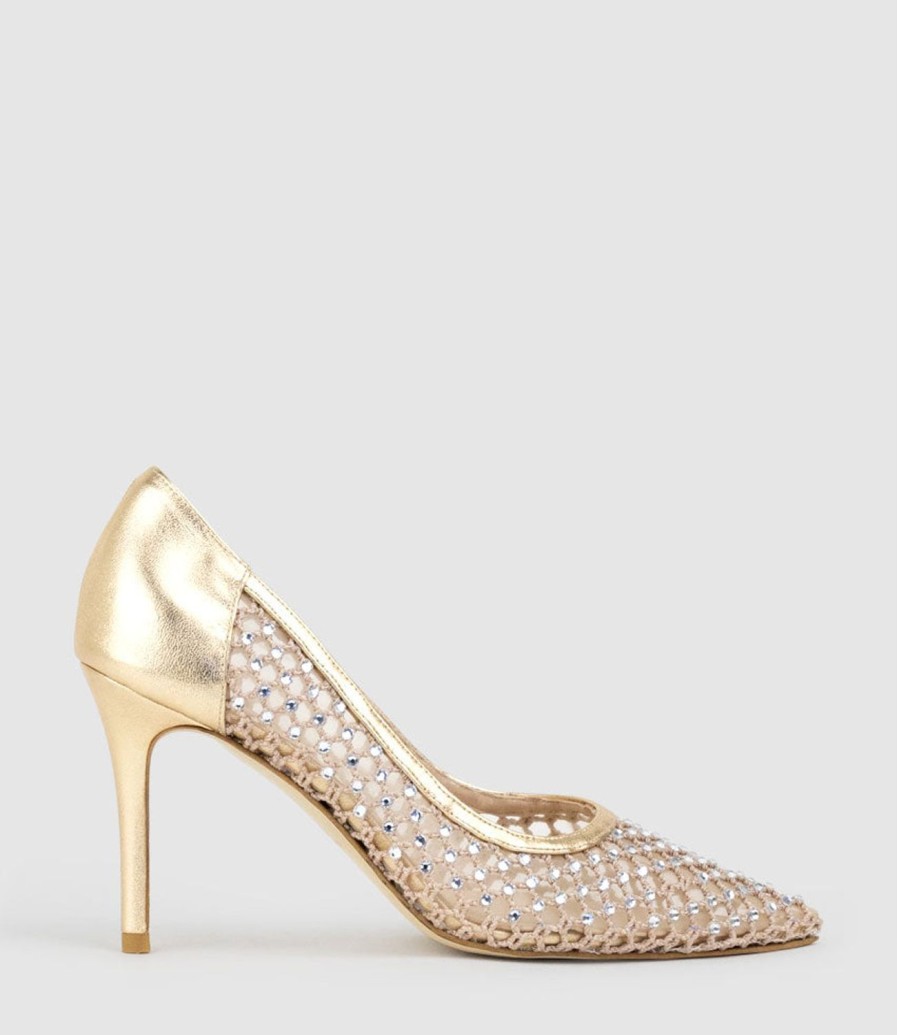 Edward Meller Aurum90 Crystal Mesh Pump In Platino Hot