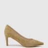 Edward Meller Adria 75Mm Pointed Toe Pump In Camel Suede New