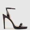 Edward Meller Whisper110 Single Strap Platform Sandal In Black Patent Clearance