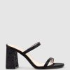 Edward Meller Kaiya85 Two Strap Slide In Black Satin Hot