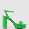 Edward Meller Relia115 Ankle Wrap Platform Sandal In Green Suede Online