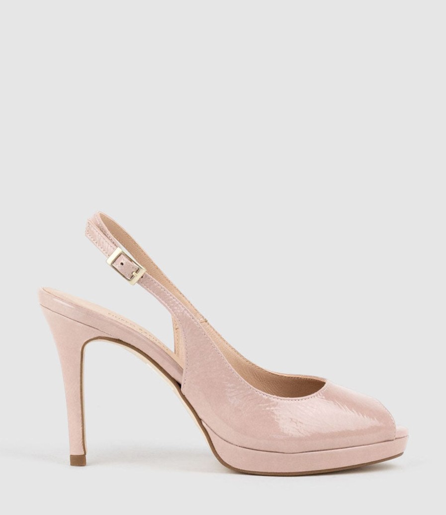 Edward Meller Dalina100 Slingback Platform Pump In Nude Patent Hot