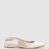 Edward Meller Ebony Flat Slingback With Diamond Band In Champagne Satin Best