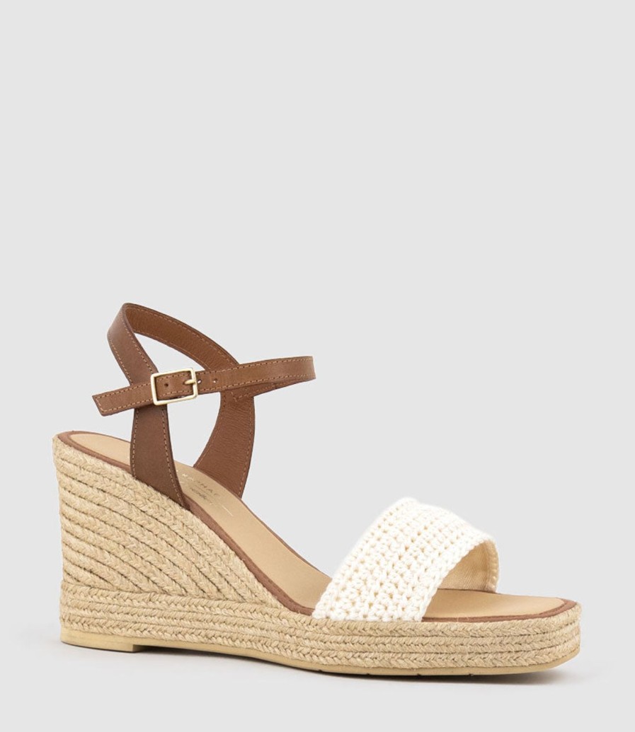 Edward Meller Moire Crochet Espadrille In Tan New