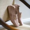 Edward Meller Finer Elastic Back Slipper With Hardware In Nude Suede Online