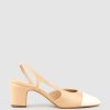 Edward Meller Danica75 Cap Toe Dorsay Slingback Pump In Beige New