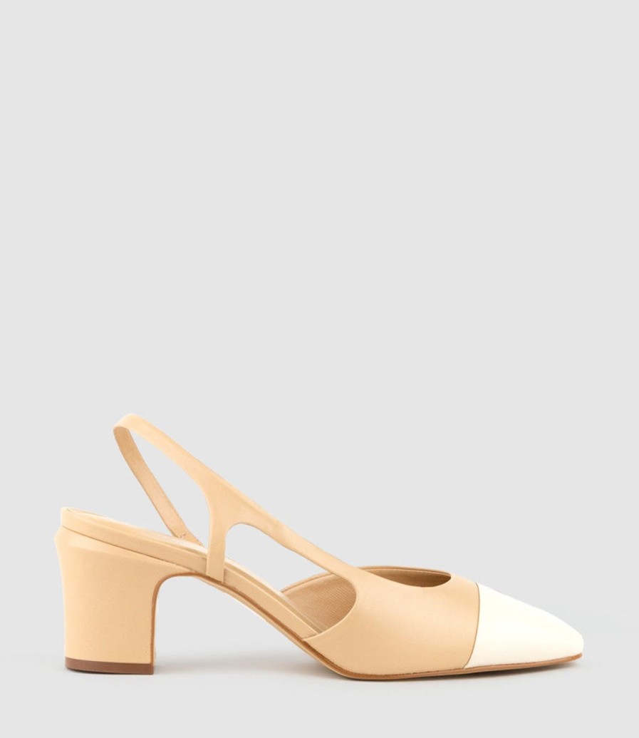 Edward Meller Danica75 Cap Toe Dorsay Slingback Pump In Beige New