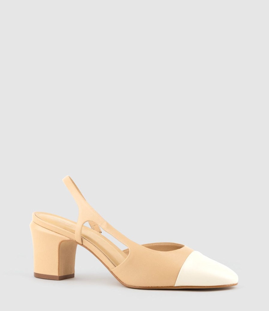 Edward Meller Danica75 Cap Toe Dorsay Slingback Pump In Beige New