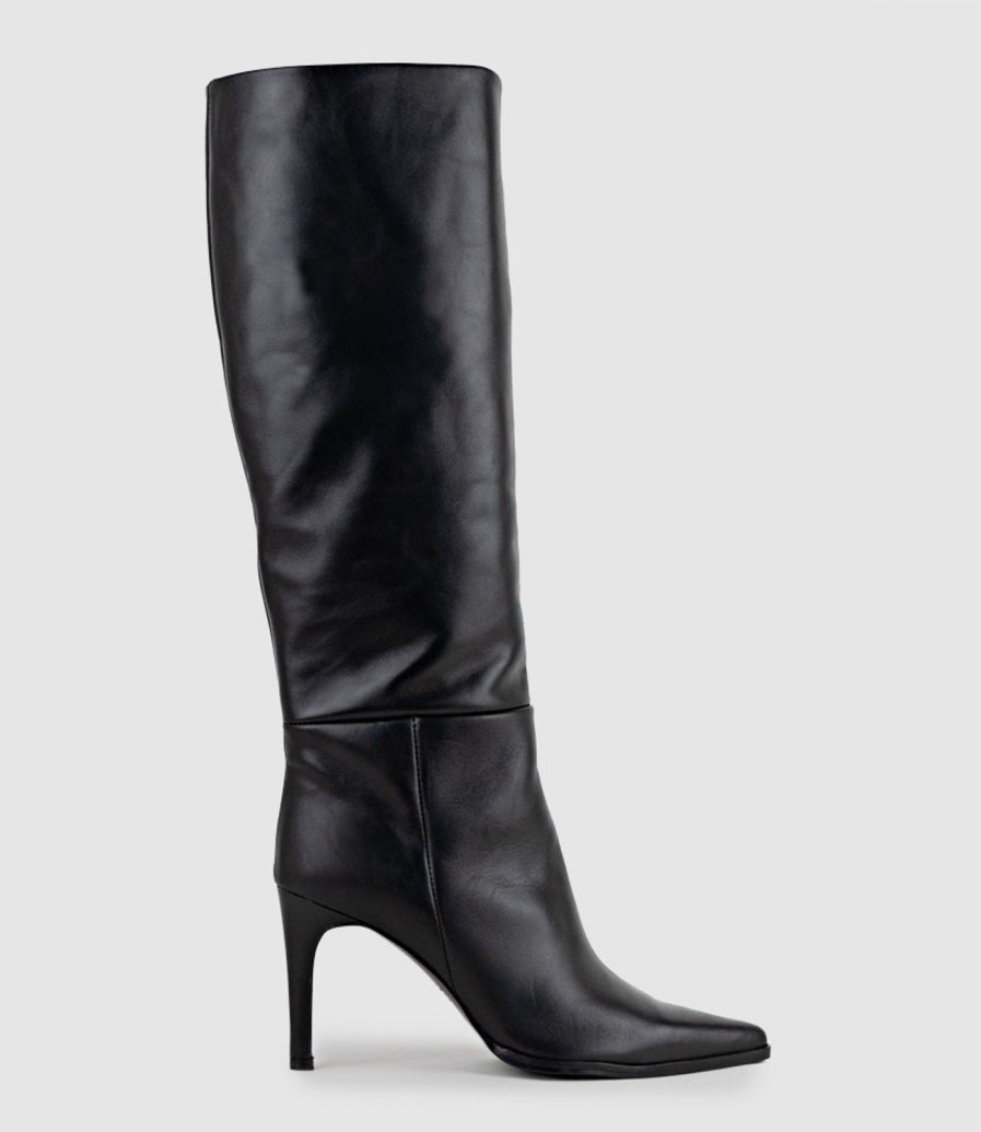 Edward Meller Velia80 Western Knee High Boot In Black New