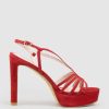 Edward Meller Sienna110 Strappy Platform Sandal In Red Suede Clearance