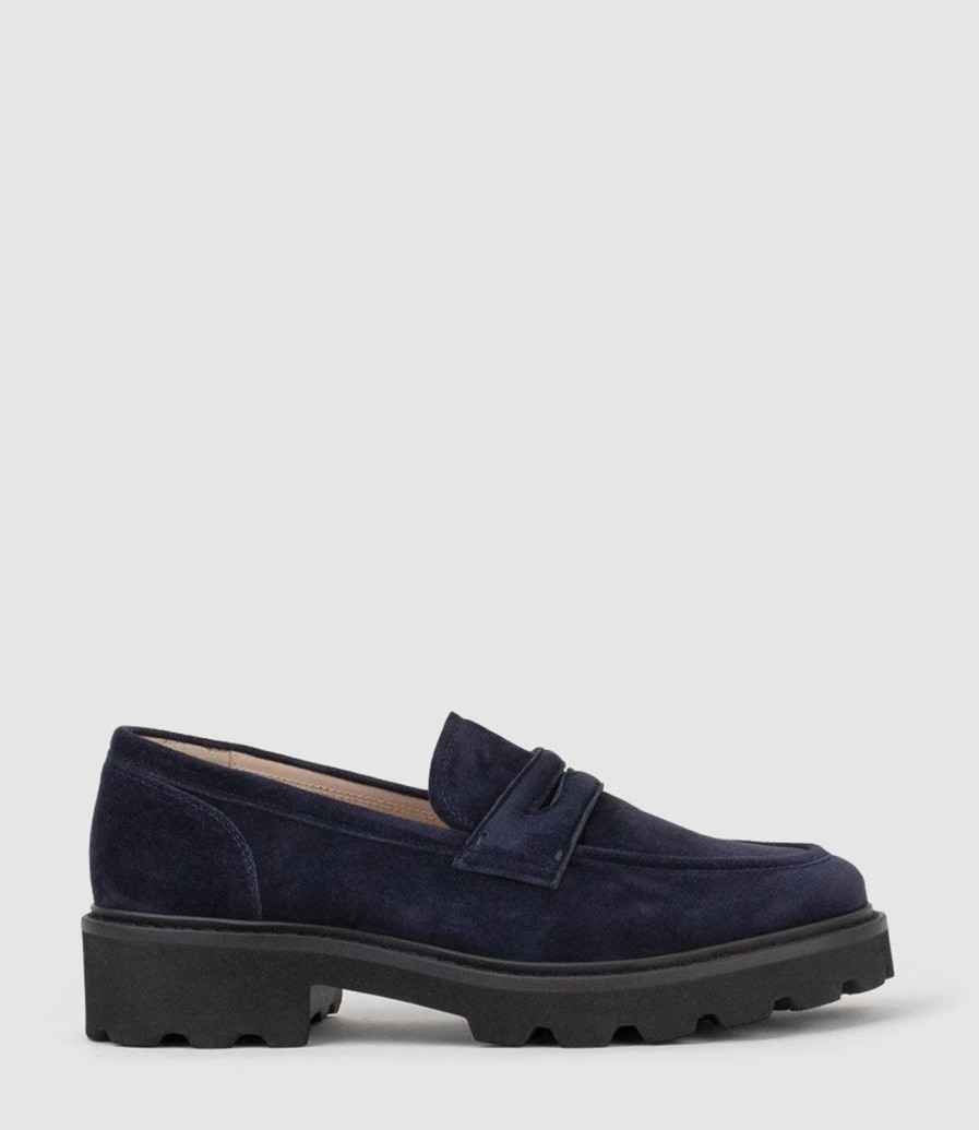 Edward Meller Gaston Moccasin In Navy Suede Hot