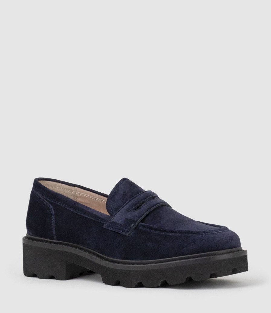 Edward Meller Gaston Moccasin In Navy Suede Hot