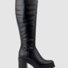 Edward Meller Primrose Knee Boot On Rubber Heel In Black Online