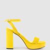 Edward Meller Relia115 Ankle Wrap Platform Sandal In Yellow Suede Online