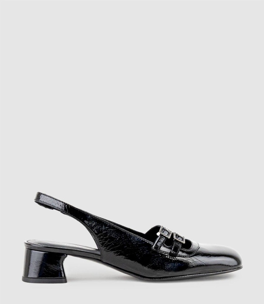 Edward Meller Dorit35 Squond Slingback Pump In Black Crinkle Best