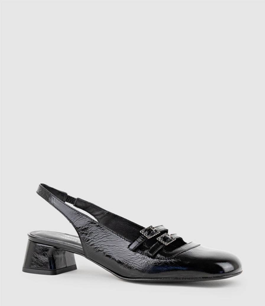 Edward Meller Dorit35 Squond Slingback Pump In Black Crinkle Best