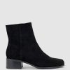 Edward Meller Weston40 Ankle Boot With Zip In Black Suede New