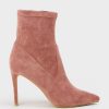 Edward Meller Zariah Fine Heel Sock Boot In Dusty Rose Suede Hot