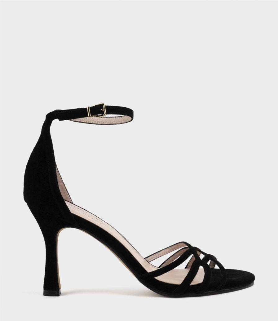 Edward Meller Siena85 Multistrap Sandal In Black Suede Hot