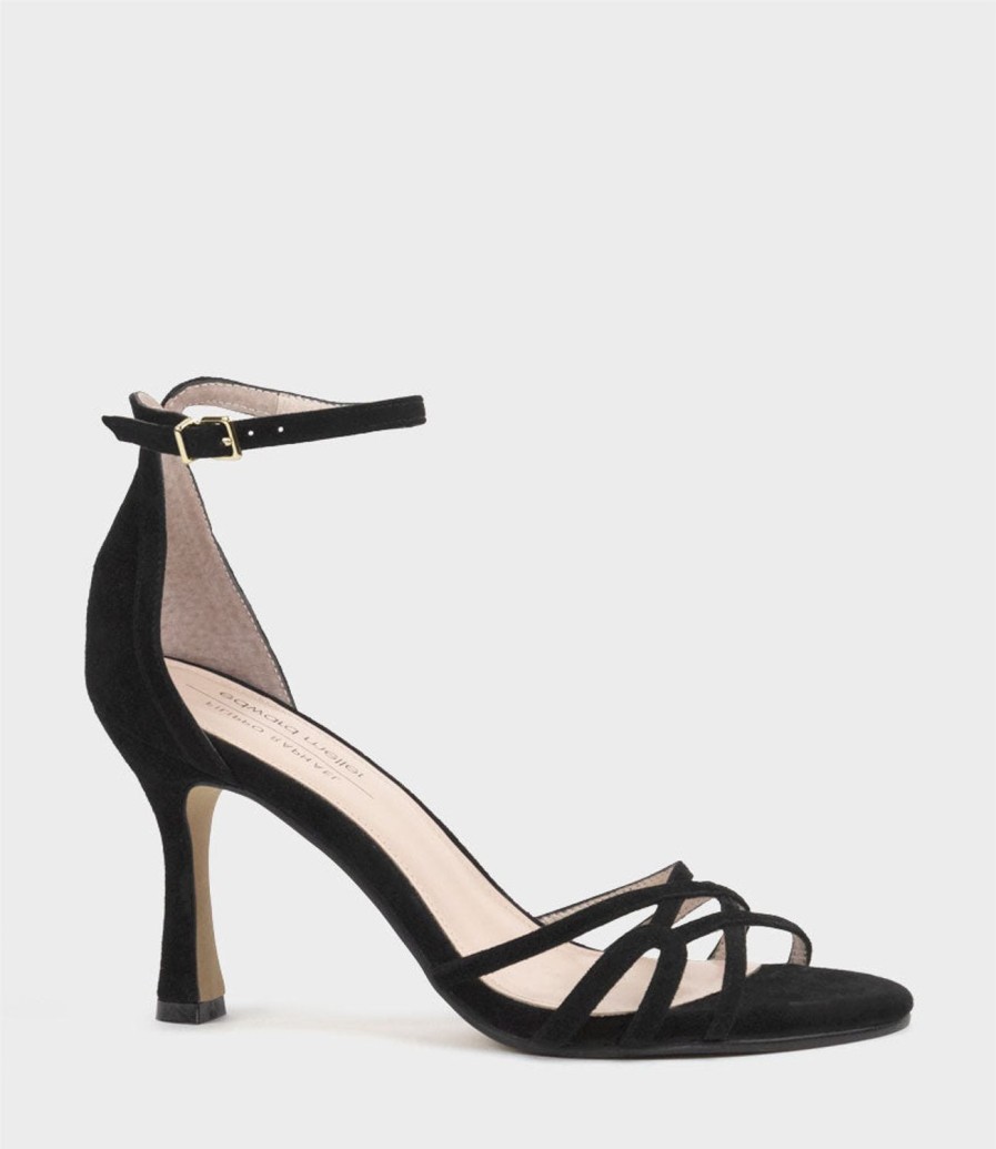 Edward Meller Siena85 Multistrap Sandal In Black Suede Hot