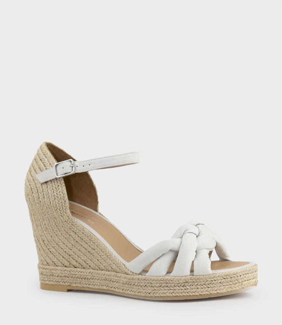 Edward Meller Meena Braided Front Strap Espadrille In Offwhite Suede Best