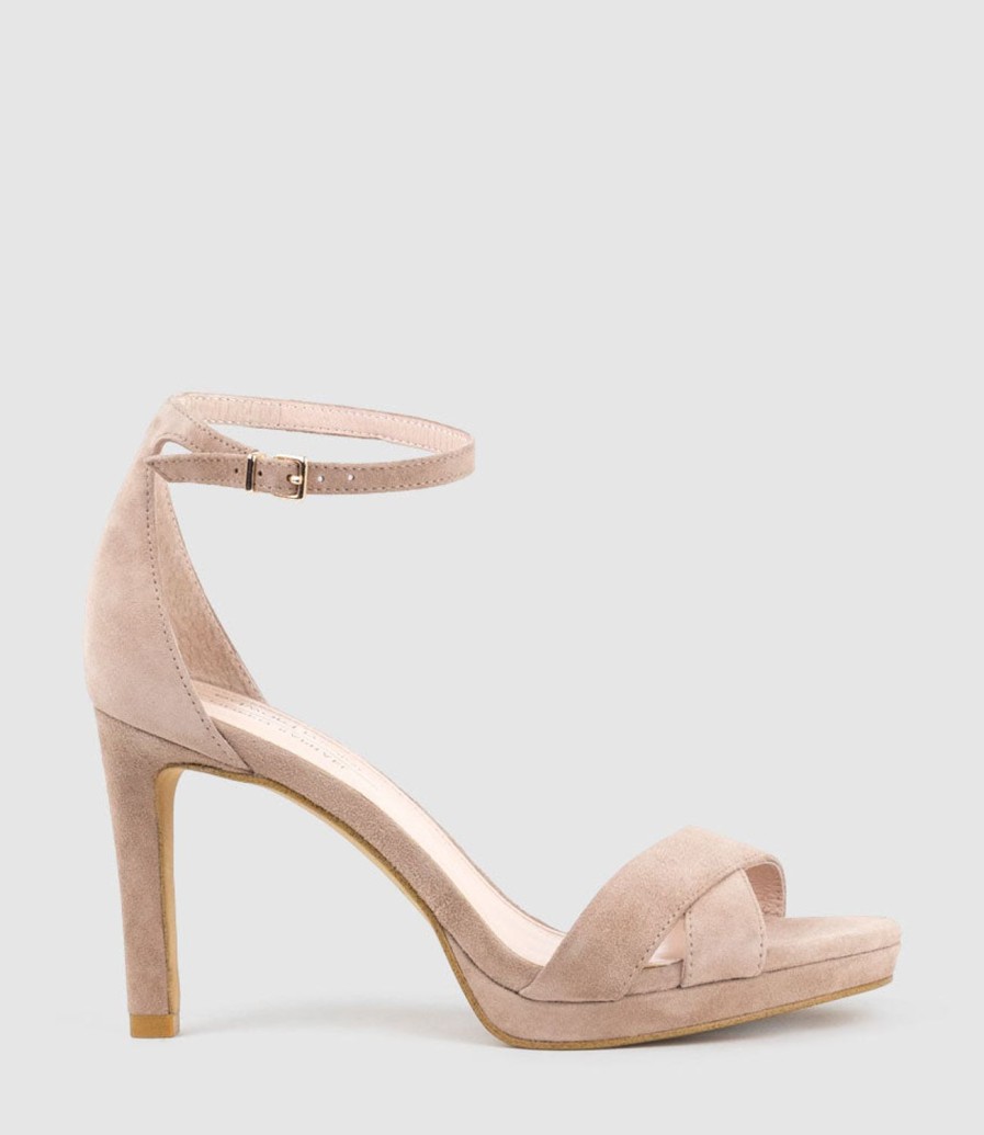 Edward Meller Santo90 Asymmetrical Platform Sandal In Nude Suede Wholesale