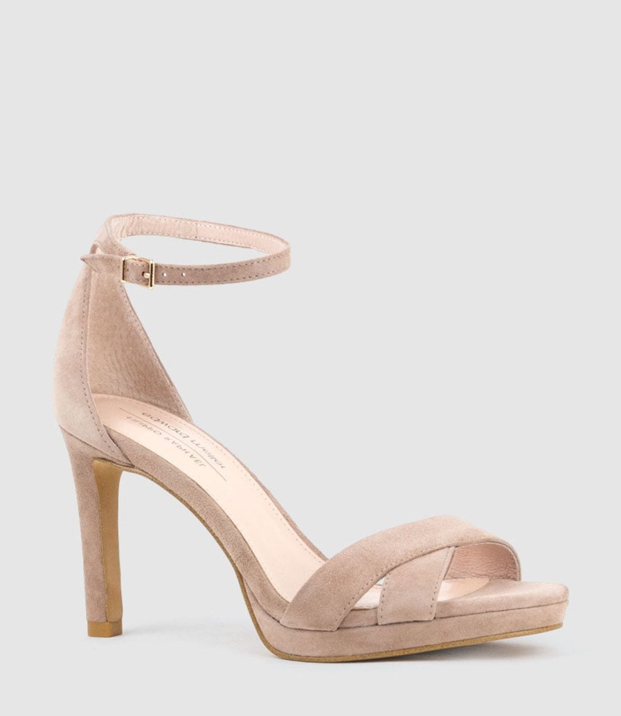 Edward Meller Santo90 Asymmetrical Platform Sandal In Nude Suede Wholesale