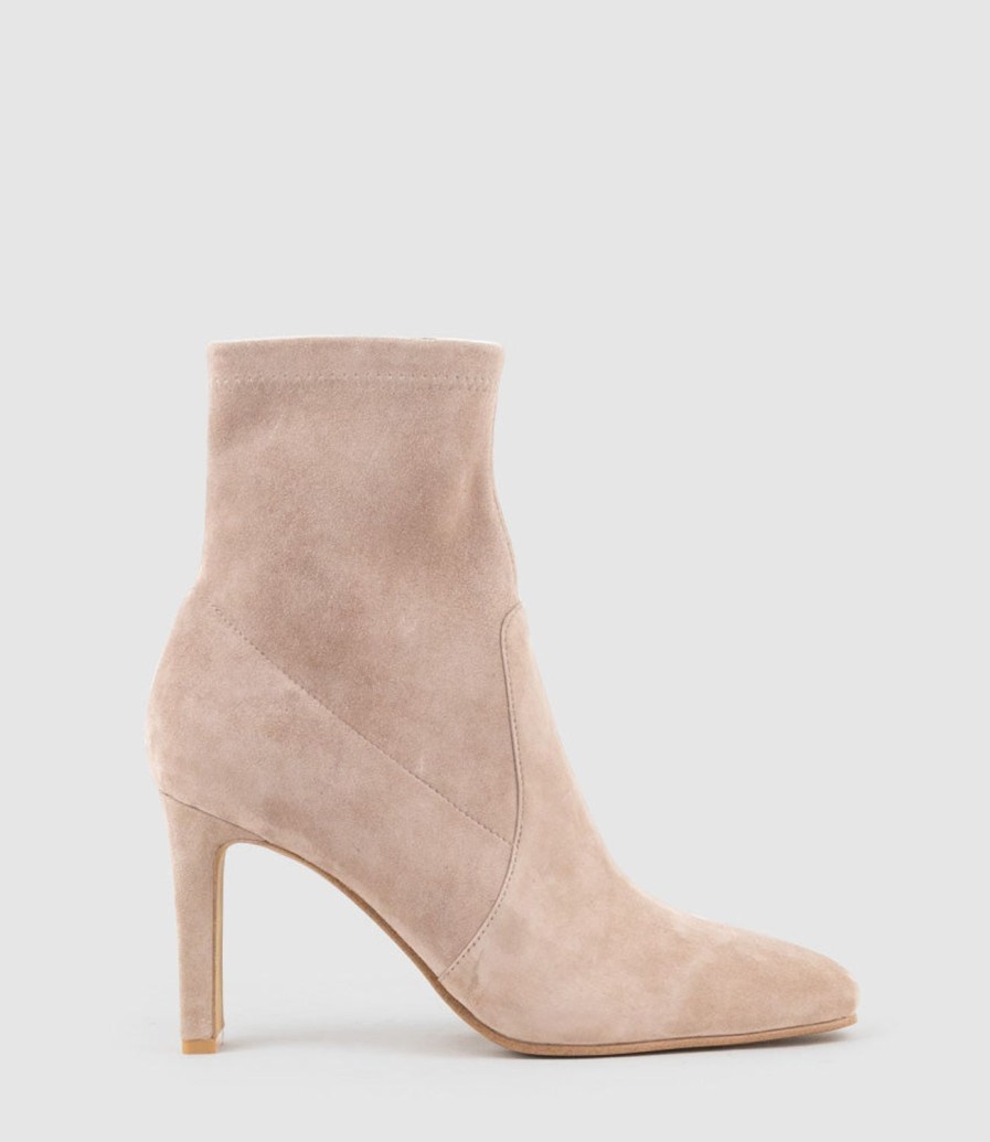 Edward Meller Zenas85 Square Toe Ankle Boot In Nude Suede New