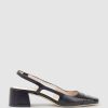 Edward Meller Dakota50 Slingback Pump With Cap Toe In Black New