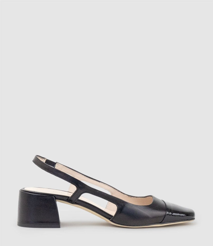 Edward Meller Dakota50 Slingback Pump With Cap Toe In Black New