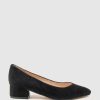 Edward Meller Audrey35 Low Block Heel Pump In Black Suede Wholesale