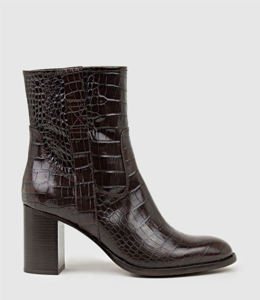 Edward Meller Zoli 75Mm Heel Ankle Boot In Brown Croc Hot