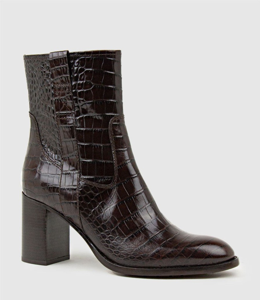 Edward Meller Zoli 75Mm Heel Ankle Boot In Brown Croc Hot