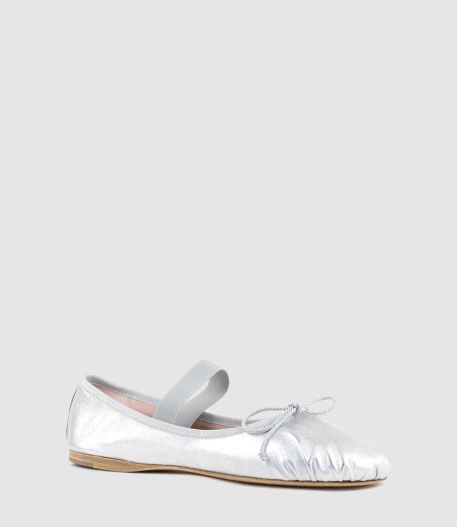 Edward Meller Eden Ballet With Elastic Strap In Silver Clearance