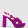 Edward Meller Rastine115 Open Toe Platform Sandal In Magenta Suede Clearance