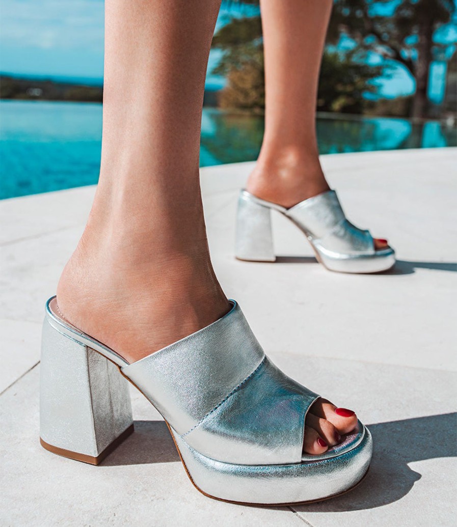 Edward Meller Illian95 Platform Slide In Silver Clearance