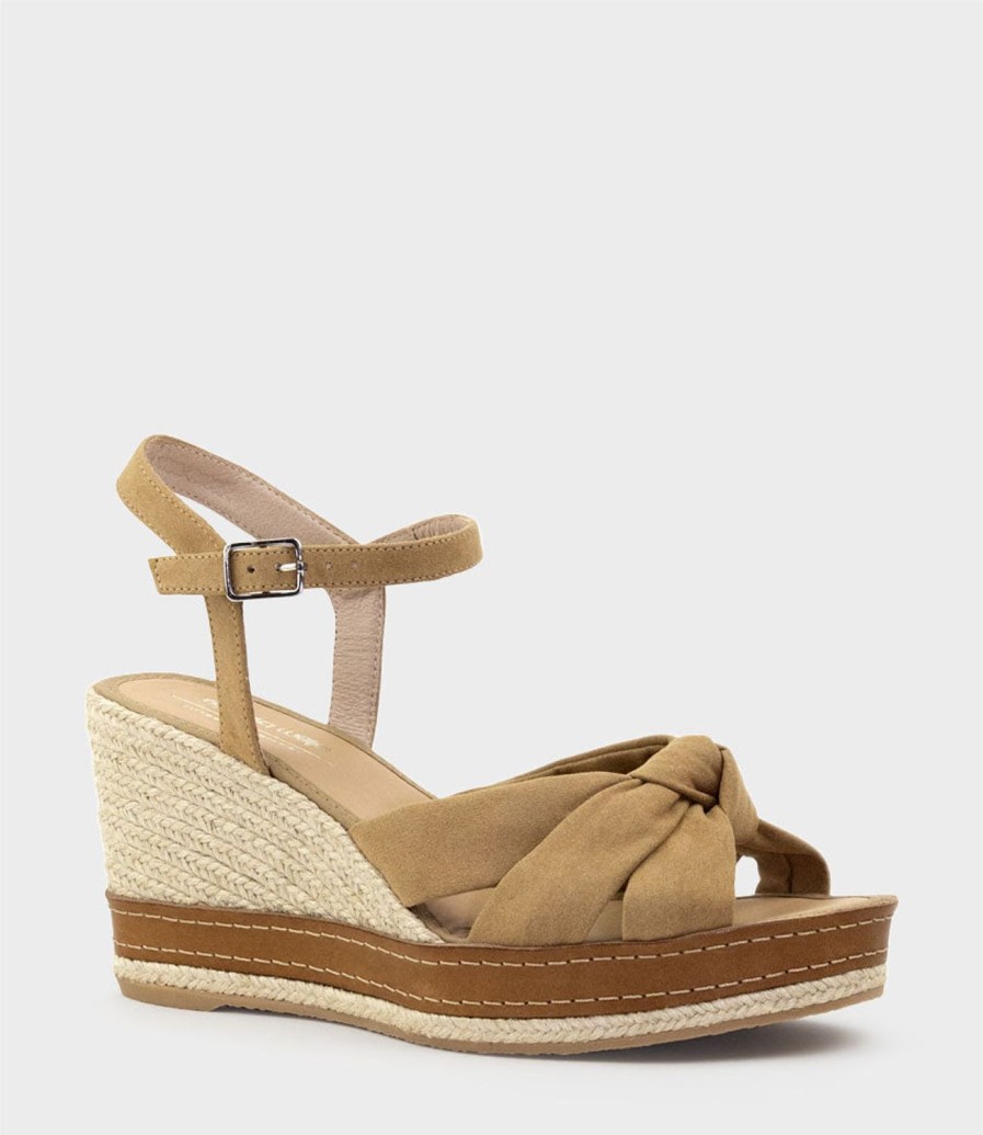 Edward Meller Mystra Knot Front Espadrille In Tan Suede Hot