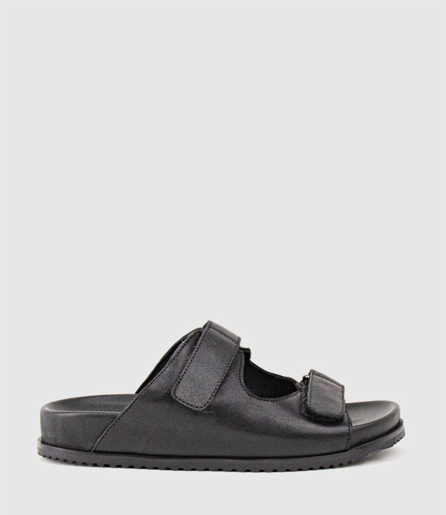 Edward Meller Kylo Two Strap Slide On Footbed In Black Hot