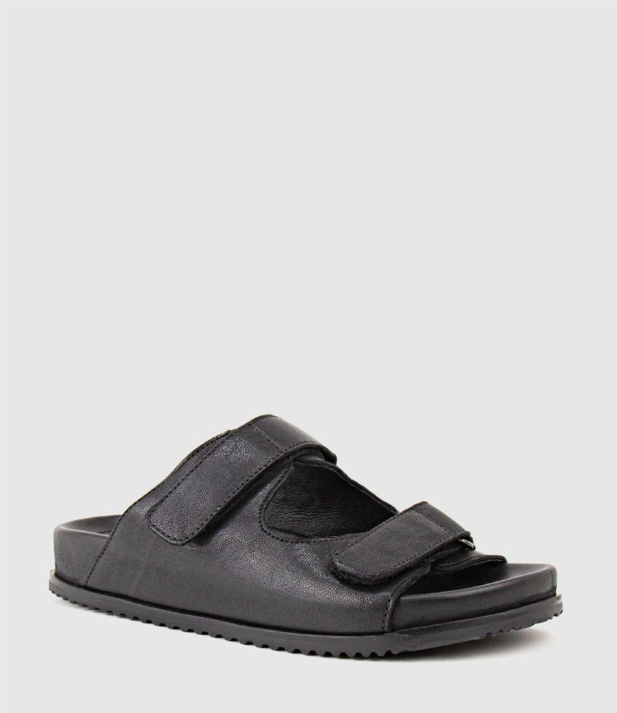 Edward Meller Kylo Two Strap Slide On Footbed In Black Hot