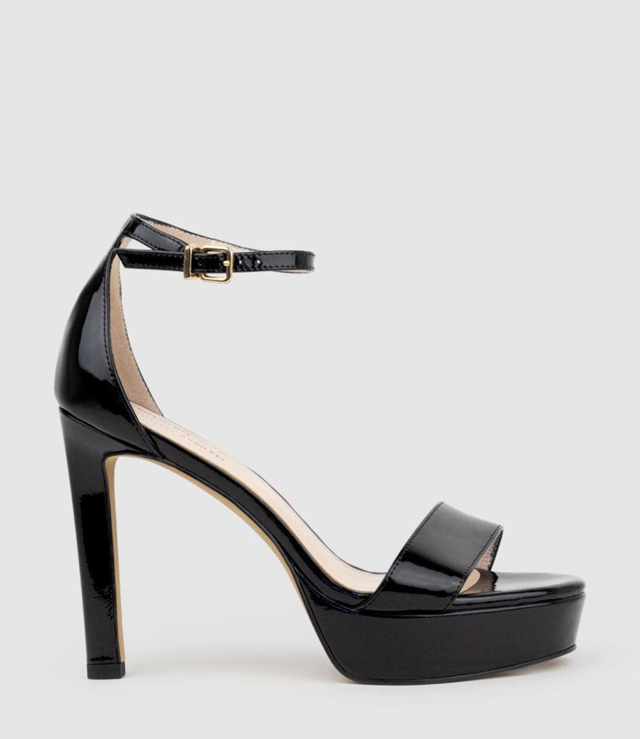 Edward Meller Sydney110 Single Strap Platform Sandal In Black Patent Wholesale