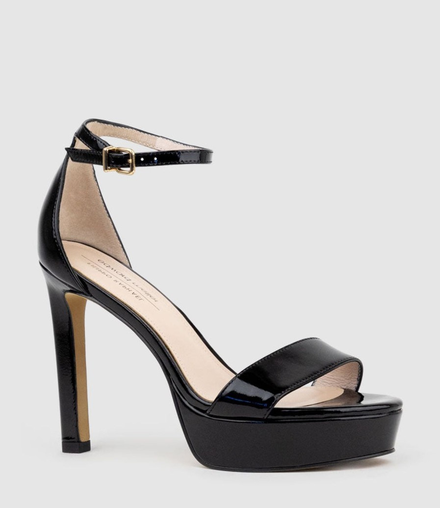 Edward Meller Sydney110 Single Strap Platform Sandal In Black Patent Wholesale