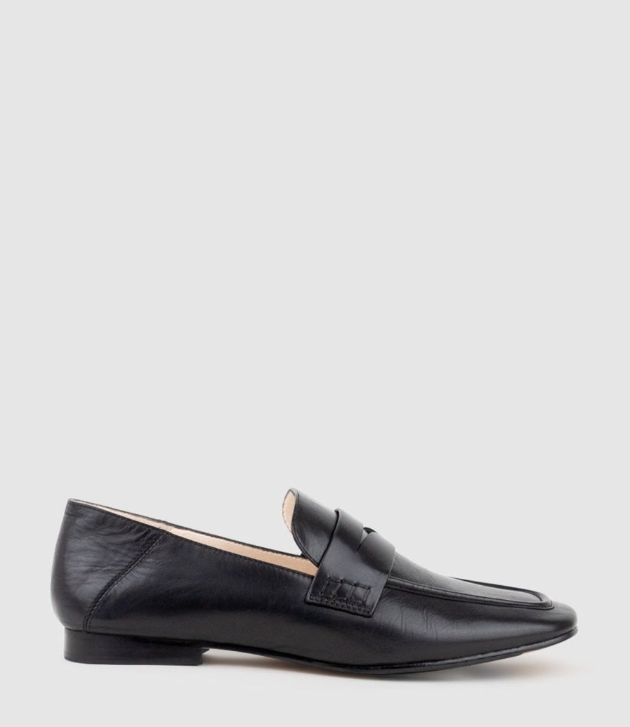 Edward Meller Finlay Moccasin With Collapsible Back In Black Calf Hot