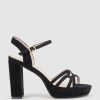 Edward Meller Ria100 Strappy Platform Sandal In Black Suede Hot