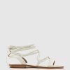 Edward Meller Sion Sandal With Woven Ankle Tie In White Online