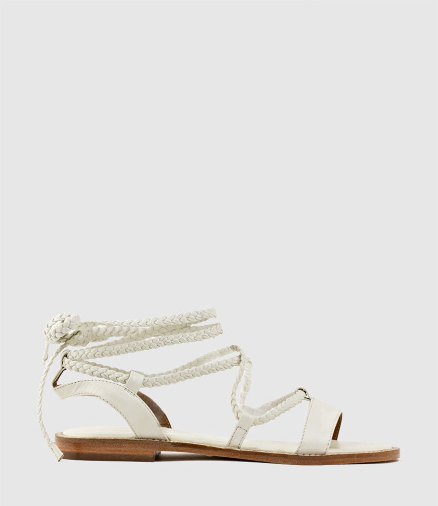 Edward Meller Sion Sandal With Woven Ankle Tie In White Online