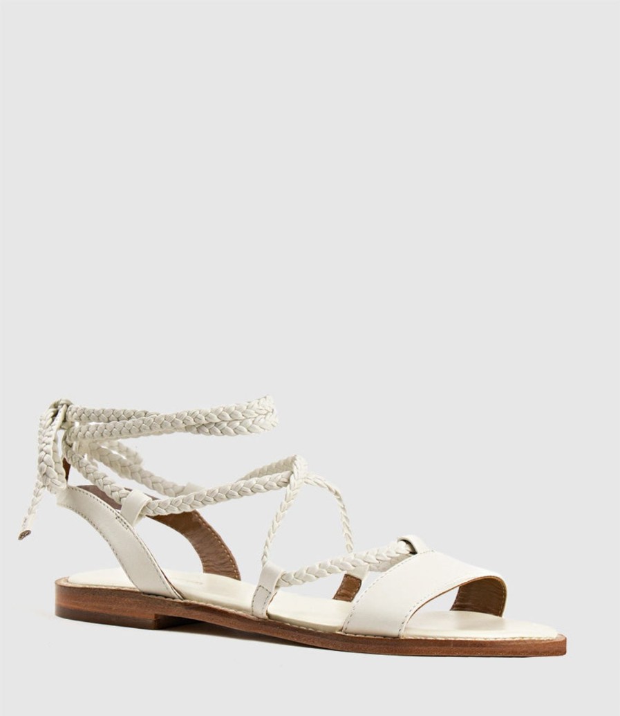 Edward Meller Sion Sandal With Woven Ankle Tie In White Online