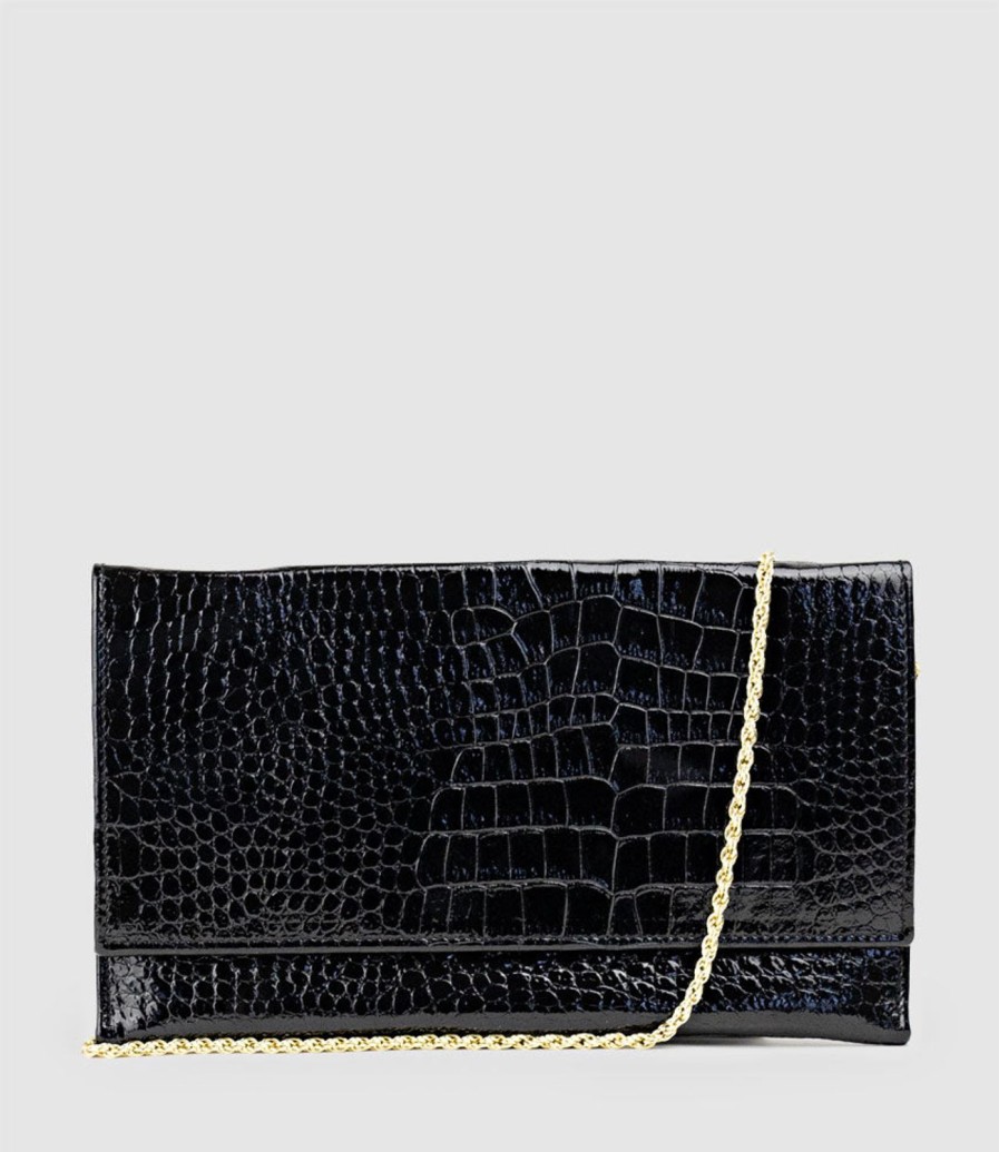 Edward Meller Neve Envelope Clutch In Black Croc Best