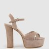 Edward Meller Ramona125 Inverted Crossover Platform Sandal In Nude Suede Wholesale