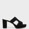 Edward Meller Iris80 Platform Slide With Cut-Out In Black Suede New